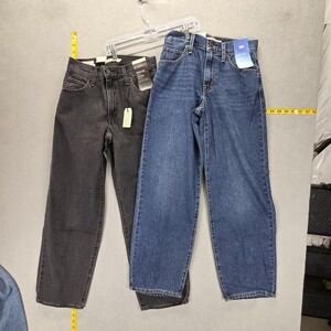 Levis Jeans Womens 23x28 Blue Black Baggy Dad Mid Rise Straight Leg 2 Pairs